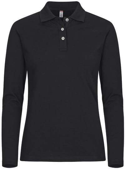 Clique Stretch Premium Polo L/S Women 028263 - Zwart - 34/XS