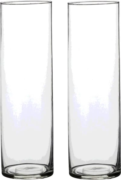 Mica Decorations Vaas - 2x - cilinder - helder glas - D9 x H30 cm - Bloemenvaas