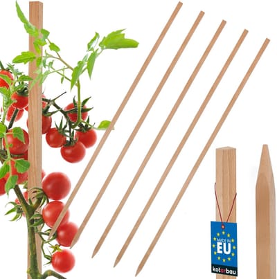 KOTARBAU® 5 st Tomatenstokken, Plantenstok, Beukenhout, 120 cm, Natuurlijk, Plantenstokken, Plantensteun, Houten Paaltjes, Houten Stokken, Tuinbenodigdheden