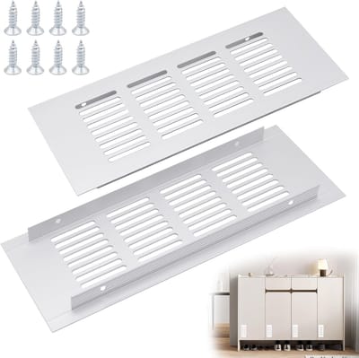 Ventilatierooster Set - Luchtgaten Raster - Kast Ontluchting - Vocht & Roestvrij - 200x80mm - Zilver