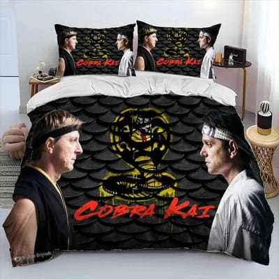 3D Print Cobra Kai Karate Beddengoed Collectie Dekbedovertrek Bed Collectie Dekbedovertrek Kussensloop Dekbed King Queen Maat Jongens Volwassen Beddengoed 135X200cm-2pcs