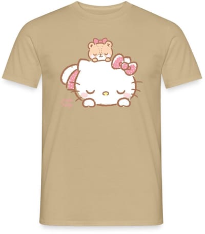 Hello Kitty Met Teddy Op Haar Rug T-Shirt Heren
