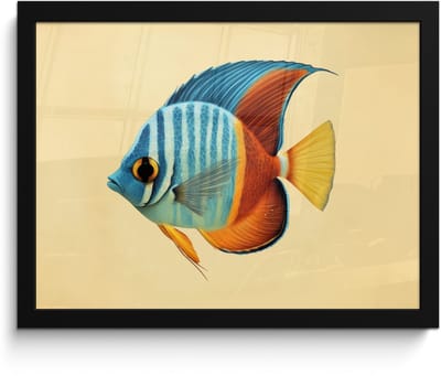 Poster in lijst - Fotolijst 40x30 cm - Posters - Vis - Vinnen - Blauw - Ogen - Posterlijst zwart - Decoratie - Wanddecoratie woonkamer - Muurdecoratie slaapkamer