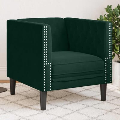 vidaXL - Fauteuil - Chesterfield-stijl - fluweel - donkergroen