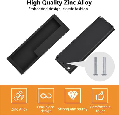 Dailygoods- Trekgrepen 2 stuks - Aluminium - Ingebedde Schuifdeurgreep - Waterdicht - Roestbestendig - Ergonomisch Ontwerp - Deurhandgreep