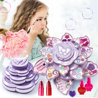 NAXSIR Kinderschmink Set - 4-Lagen Make-up Koffer (764g) met Natuurlijke Ingrediënten - Gemakkelijk Afwasbaar - Rollenspel & Verkleedpartijen