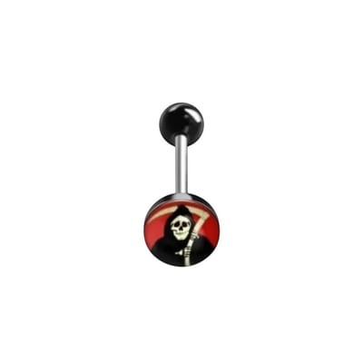 Aramat Jewels | Tongpiercings | Stalen tongpiercing met acryl logo | Biljartbal-8 | |7mm | Staal | Volwassenen | Verkleurd niet
