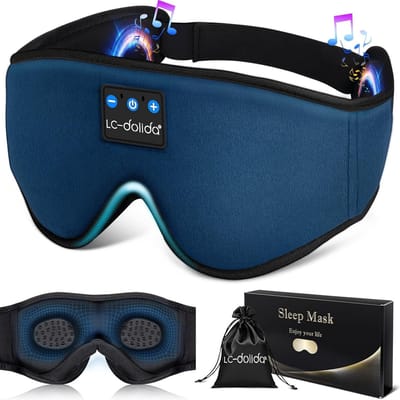 Bluetooth Slaapmasker met Draadloze Hoofdtelefoon voor Zijslapers, Ultrathin Stereo Speakers, 3D Ontwerp voor Volledige Donkerte, Ademend en Zacht voor Diepe Slaap en Reizen