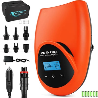 Elektrische SUP Pomp - Draadloze Luchtpomp - Opblazen Waterartikelen - Automatische Uitschakeling - 20 PSI - Oranje
