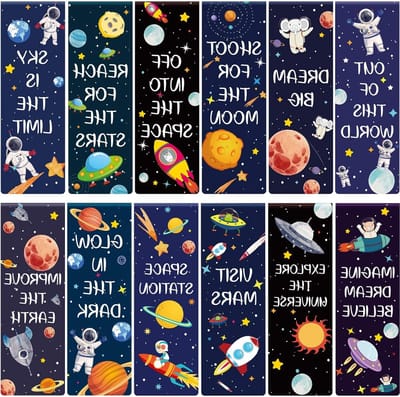 Magnetische Boekenleggers Set van 36 - Sterrenhemel Thema, Positieve Clips en Planeet Ontwerpen voor Studenten en Onderwijs, Ideaal voor Lezen en Schoolbenodigdheden