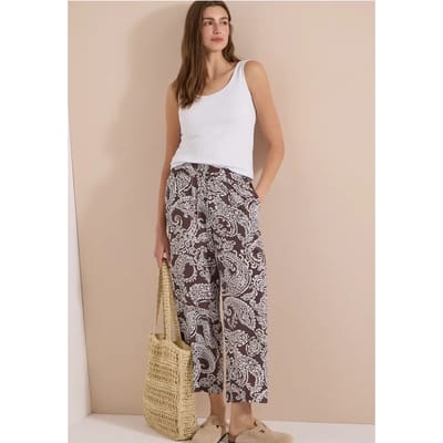 7/8-broek met High Waist en Wide Leg pijpen in een Loose Fit pasvorm