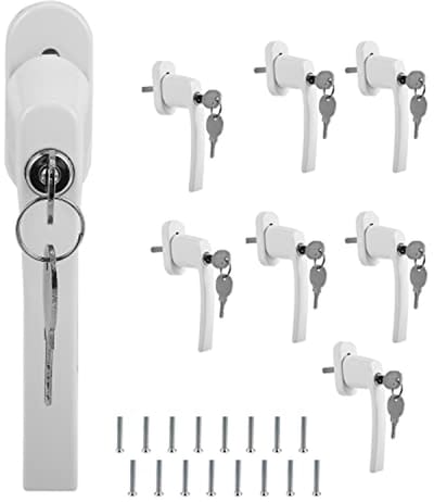Afsluitbare Raamgreep van Aluminiumlegering - Set van 8 - Raambeveiliging met Slot en Stiftlengte 35 mm - 7 x 35 cm - Witte Raamgrepen