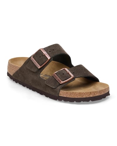 Birkenstock - Arizona Suède Mocha Bruin Smal Voetbed - Maat 38