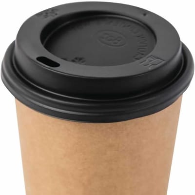 Papieren Bekers met Deksel - Wegwerp Bekers Koffie - Warme Dranken Drinken - Geïntegreerde Kraft Sleeve - 230 ml - Bruin