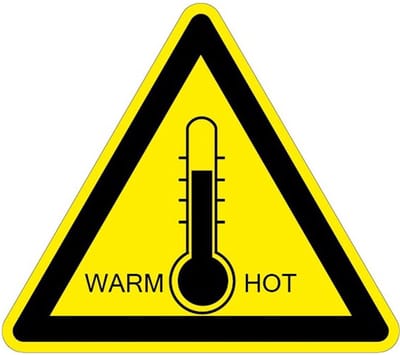 Waarschuwingsbord hoge temperaturen warm/hot - kunststof 100 mm