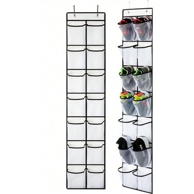 Deur Hangende Schoen Organizer, 6-35 Vakken, Schoenrek met Grote Capaciteit, Ruimtebesparende Kastopslag, Mesh Achterkant, Cadeau Idee 14 Grids gray