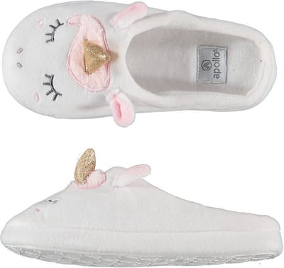 Meisjes instap slippers/pantoffels eenhoorn - wit - maat 31-32 - Kindersloffen
