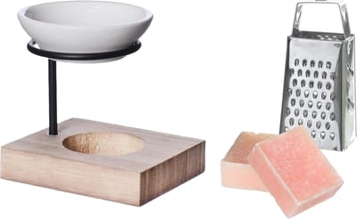 Ideas4seasons Amberblokjes/geurblokjes cadeauset - roos - inclusief geurbrander en mini rasp