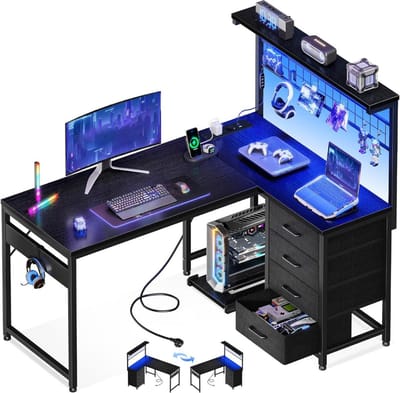 DailySupplies® Gaming Bureau met LED Verlichting - Computertafel - Computermeubel