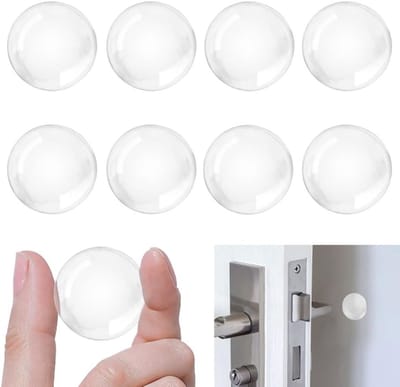 Door Stopper for Wall, Transparent, Pack of 8, Diameter 40 mm, Elastic Wall Buffer Self-Adhesive Door Handle Buffer - ShopVlot