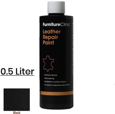 Leer Reparatie Verf Zwart 500ml – Leer Herstellen & Repareren – Leren Bank, Autostoel & Tas – Furniture Clinic Leather– Repair Paint