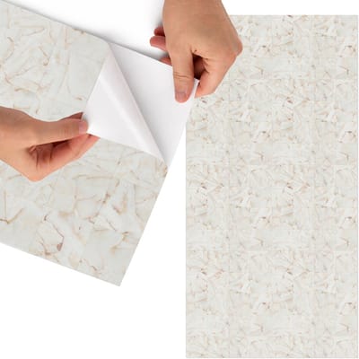 Tulup Meubelfolie - Marmeren elegantie Wrapfolie Keuken - 75x150 cm - Beige Meubelfolie - Meubel Wrap Folie - Klassiek Meubelfolie - Plakfolie Meubels - Keuken decoratie - Texturen