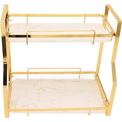 Badkamer Opbergrek Wandmontage Hoek Organizer Staand Rek voor Woonkamer Slaapkamer Keuken Wit en Goud Type 1 beige
