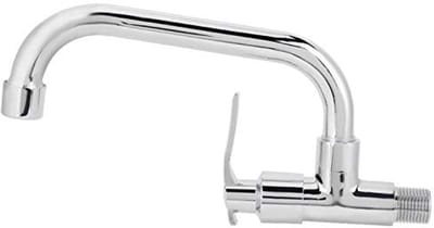 Dailygoody - 360° Roteerbare G1/2in Wandmontage Gootsteen Kraan - Enkelgreeps Koudwaterkraan - Zilver - Ergonomisch Design - Geschikt voor Keuken - 25cm