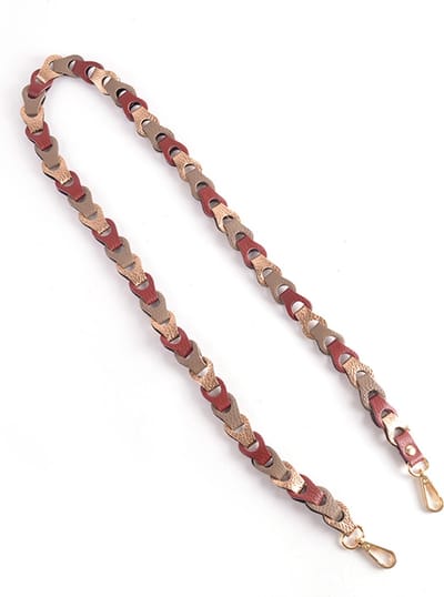 Giuliano gevlochten schouderband - Metallic - Donkergoud Bordeaux Taupe - Dames - Made in Italy