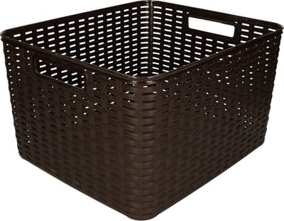 Plasticforte Opbergmand - Kastmand - rotan kunststof - donkerbruin - 18 Liter - 29 x 39 x 20 cm