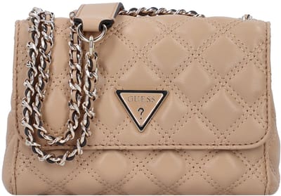 GUESS Schoudertas Giully Mini 2 Compartment Convertible Flap Beige Lichtbruin