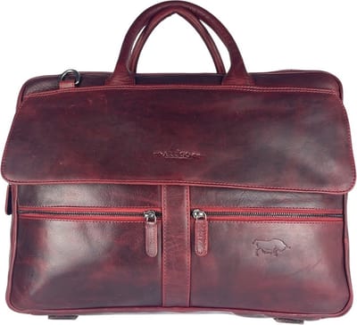Leren Tassen Dames - Rood Leer - Laptoptas – Crossbody Tas Dames – Aktetas Heren - 17 Inch laptop