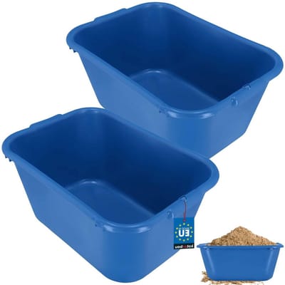 Mortelkuipen Set - Bouwemmer Metselbak - Bouwen Tuinieren - Duurzaam Kunststof - 55 L Blauw