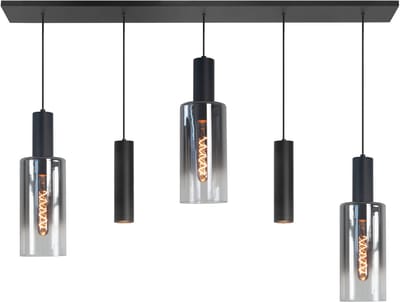 Highlight - Hanglamp Perugia 3+2 lichts L 120 cm zwart rook