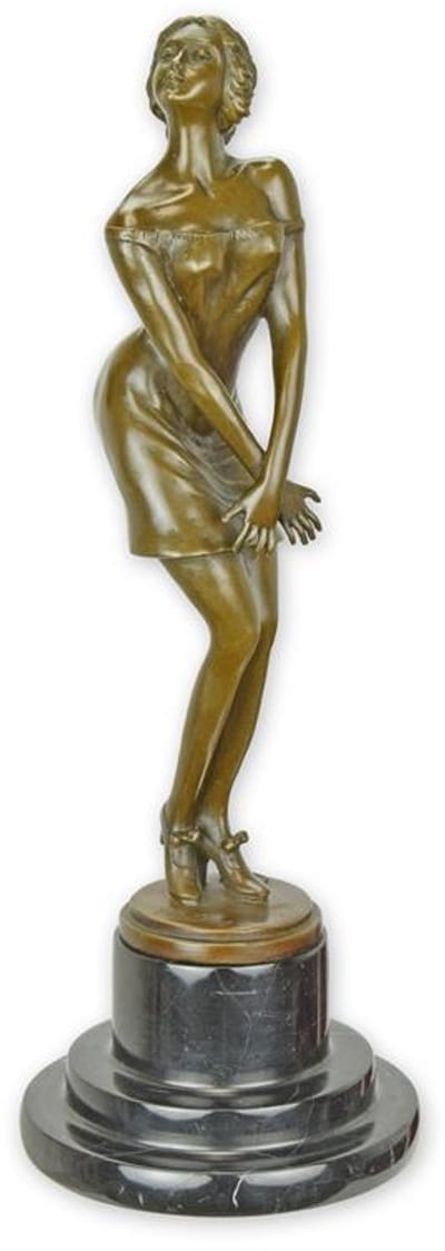 Exclusief Bronzen Beeld 'Pensive' – Stijlvolle Sculptuur – Handgemaakt Kunstwerk – Decoratief Beeld voor Interieur & Kantoor