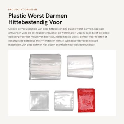 Dailygoods- Worstdarmen 5 Packs - Hittebestendig - Voedselveilig - Oneetbaar - Huishoudelijk Gebruik - Worst Maken - Worstomhulsels