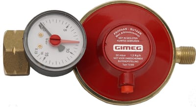 Gimeg Universele Drukregelaar Afblaas 1/4 Inch Links 30Mbar - Drukregelaars los - Rood