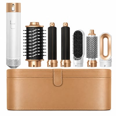 6-in-1 Warmluchtstyler - 1000 W - Droog, krullen en steilen - Keramisch verwarmingselement - Leren etui