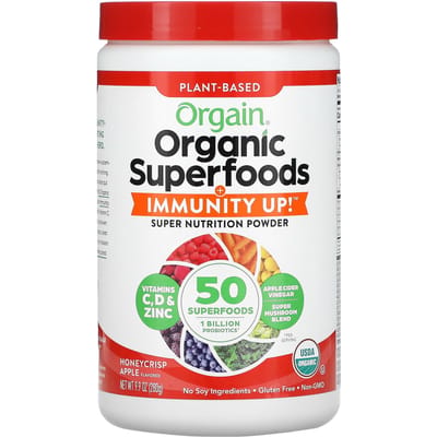 Orgain, ingrédients botaniques, superaliment biologique + booster d'immunité, Pomme Honeycrisp, 9,9 oz (280 grammes)