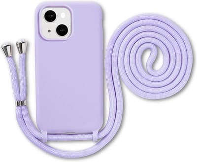 Armordrop Hoesje Met Koord Geschikt Voor iPhone 13 Mini - Siliconen Hoesje Met Koord - Paars