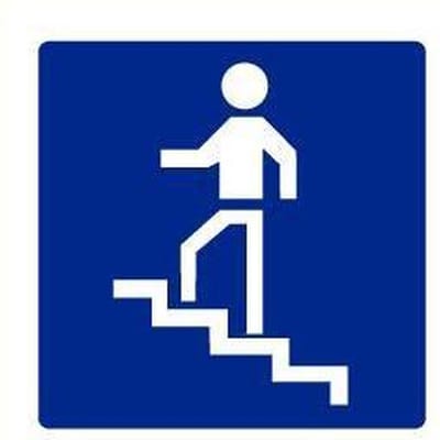 Trap stijgend sticker, blauw wit 300 x 300 mm