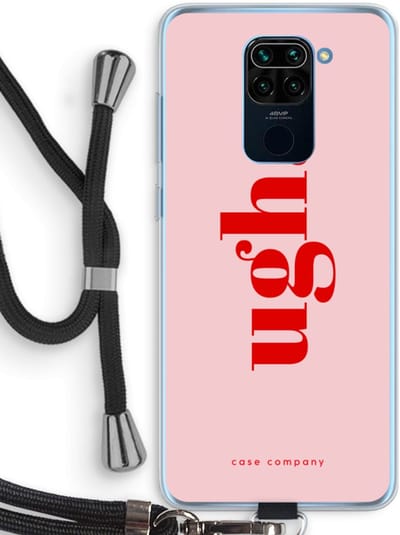 Case Company® - Hoesje met koord geschikt voor Xiaomi Redmi Note 9 hoesje met Koord - Ugh - Telefoonhoesje met Zwart Koord - Bescherming aan alle Kanten en Over de Schermrand