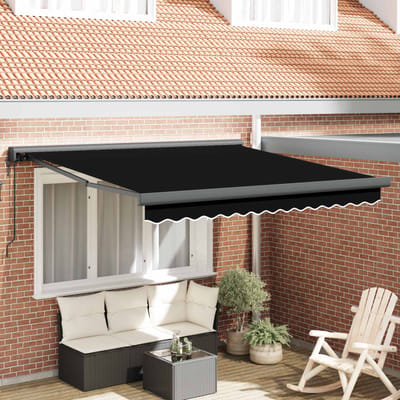 vidaXL - Uitschuifbare - luifel - Zwart - 300 - x - 250 - x - 165 - cm - Stof - en - Metaal