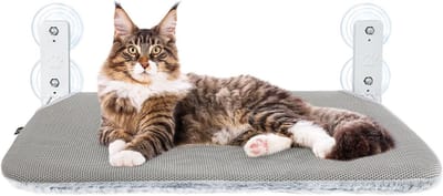 Cat Hammock voor Raam - Hangbed voor Katten - Vouwbare Raamzitplaatsen - Comfortabele Kattenligbedden - Geschikt tot 25kg - 52 x 30 cm (Grijs, M)