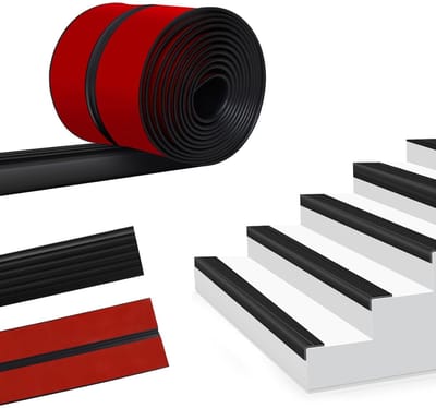 Zelfklevend Traprandprofiel van 7 m, Antislip Flexibele Rubber Strips voor Trapbescherming, Binnen en Buiten Gebruik, Zwart