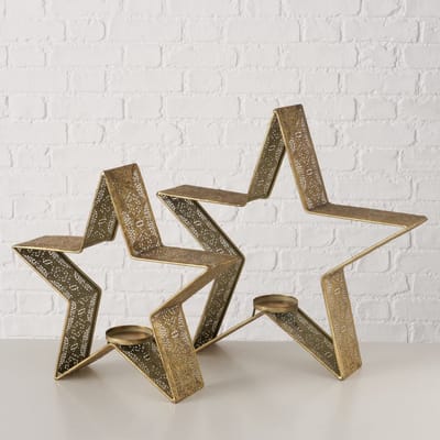Ster - Kandelaar - Decoratie - 2 set - Goud - Metaal - 50cm.