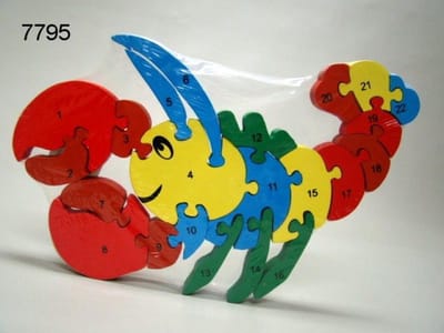 Vormenpuzzel Kreeft – Alfabet en Cijfers – Dubbelzijdig – ca. 30 x 18 cm – Educatief Speelgoed
