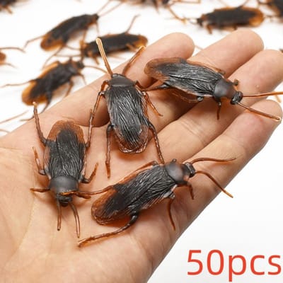 50 Stuks Levensgetrouwe Simulatie Kakkerlak Insect Kakkerlakken Realistische Nep Kakkerlak PVC Grappige Kakkerlak Plaag Plaag Spel - bruin
