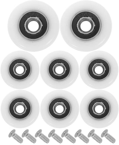 Deze 8-delige set katrollen voor schuifdeuren is geschikt voor doucheruimtes, is eenvoudig te installeren en heeft een fraai ontwerp.