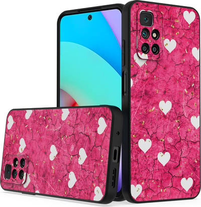 LuxeBass Siliconen hoesje met print geschikt voor Xiaomi Redmi 10 - Marmer Hearts - telefoonhoes - gsm hoes - telefoonhoesje